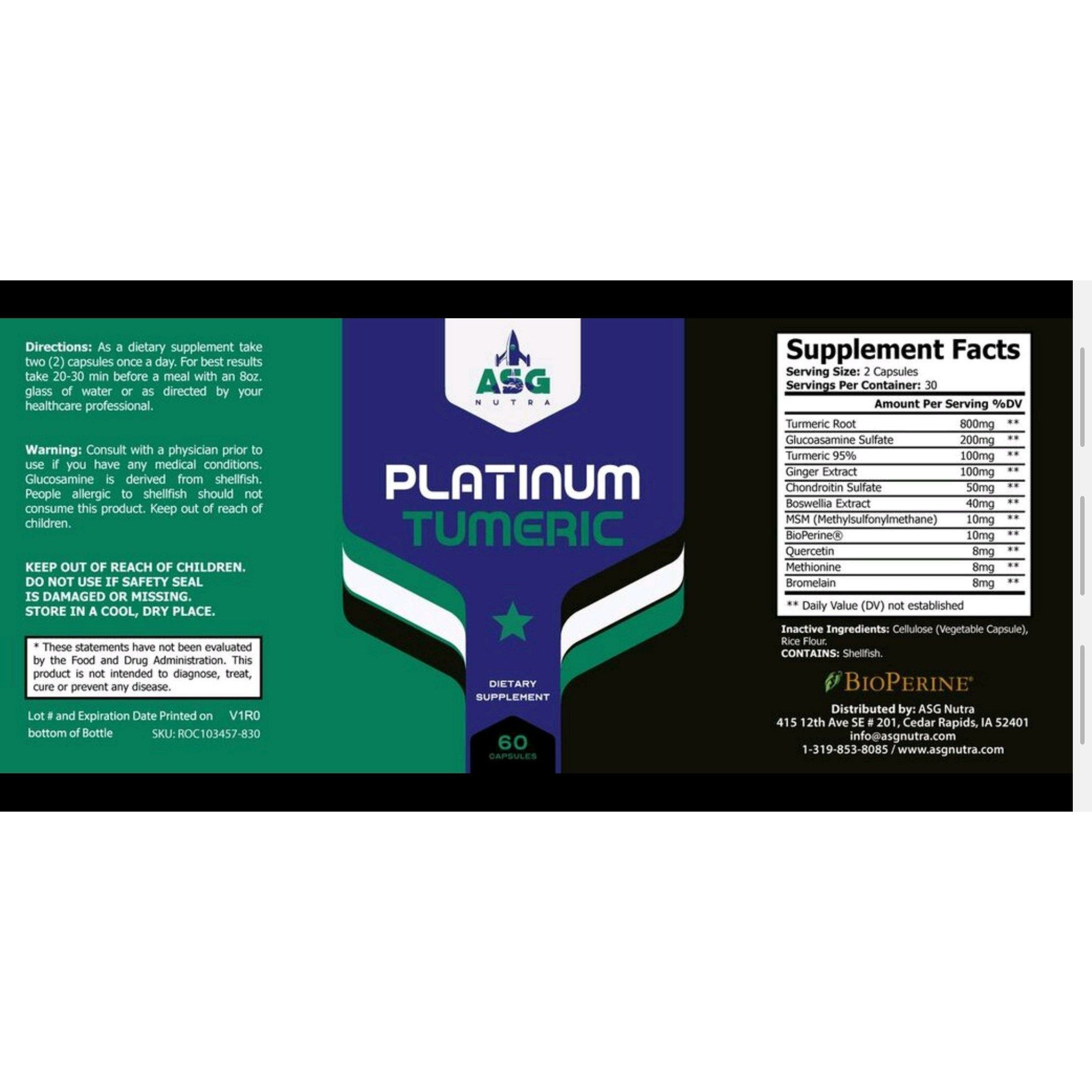 Platinum Tumeric w/ Joint Support - ASGNUTRA